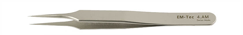 EM-Tec 4.AM high precision tweezers, style 4, very sharp fine tips, anti-magnetic stainless steel